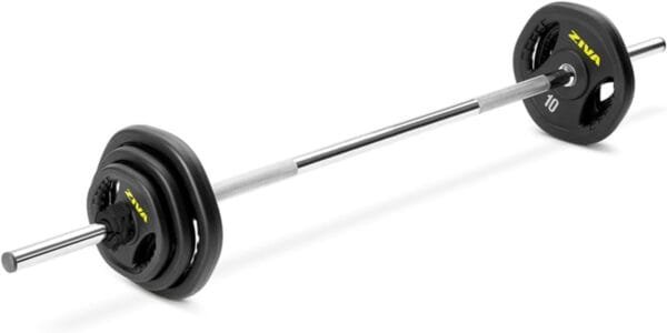 ZIVA RPU 35 lb. Adjustable Studio Barbell Weight Set – 6 RPU Weight Plates, Knurled Chrome Bar (1.18″D), 2 x Clamp Collars | 40 pounds twt | Bar Fits 1.25″ Plates Only | Additional Plates Available