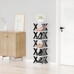 NYALKARAN Multi-Purpose Stackable Shoe Rack Adjustable Slots, Stylish Shoe Storage Organizer for Bedroom and Entryway – Easy Assembly, Durable Home Stand for Footwear (8 Layer, Grey)