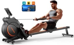 YOSUDA Magnetic/Water Rowing Machine 350 LB Weight Capacity – Foldable Rower for Home Use with Bluetooth, App Supported, Tablet Holder and Comfortable Seat Cushion