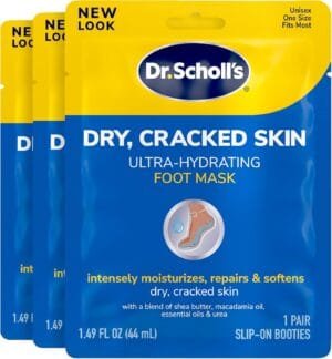 Dr. Scholl’s Dry, Cracked Skin, Ultra Hydrating Foot Mask, 3 Pairs Moisturizing Socks: Intensely Moisturizes Repairs and Softens Rough Dry Skin with Urea & Essential Oils for Dry Cracked Feet