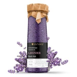 Soulflower Lavender Bath Salt for Soaking with Lavender Essential Oil for Women Men, 100% Natural Mineral-Rich Sea Salt, Body & Foot Spa, Ideal Gift Set for Men, 500g/18 Oz