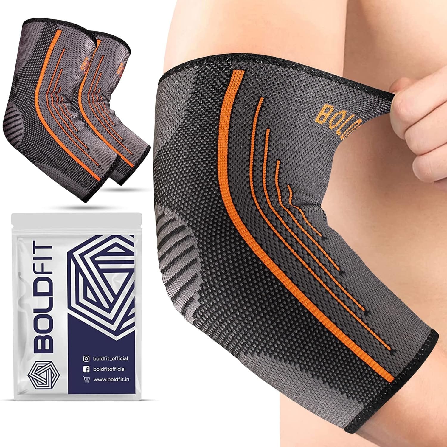 Boldfit Elbow Support For Gym Elbow Band For Pain Relief Tennis Elbow Band For Men & Women Tennis Elbow Support For Badminton Cricket & Sports Elbow Sleeves/Elbow Guard/Elbow Brace/Elbow Cap-S