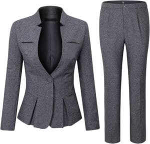 YUNCLOS Women’s Elegant Business 2 Piece Office Lady Suit Set Work Blazer Pant