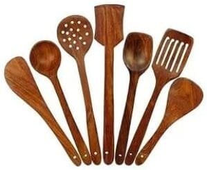 Wooden Serving and Cooking Spoons Set Kitchen Organizer Items Kitchen Accessories Items