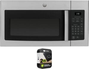 GE JVM3160RFSS 1.6 Cu. Ft. Over-the-Range Microwave Oven Stainless Steel Bundle with 2 YR CPS Enhanced Protection Pack
