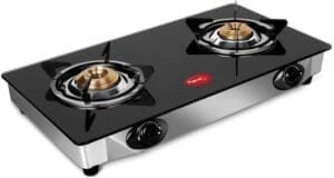 Pigeon by Stovekraft Favourite 2Burner Glass Top Gas Stove Normal Black