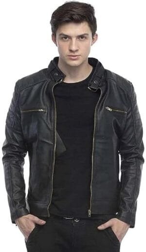 Men’s Faux Leather Standard Length Jacket