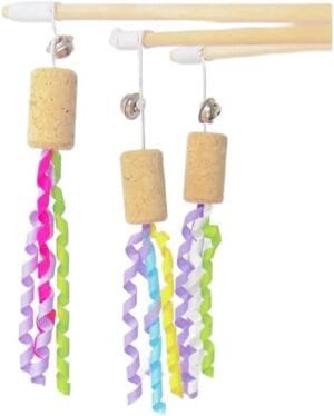 Cat Stick Cat Interactive Stick with Bells Feather Wand for Cat Teaser Catcher Exercise Playing Fun Toys Pet Supplies Play with Cat -( Color & Pattern May Vary )