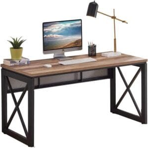 – Industrial/Office Computer Desk Wood and Metal, Writing Gaming Desk-RB (120x60x76 cm)