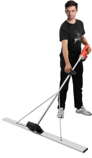 Concrete Vibrating Tool 21V Electric Cordless Concrete Screed Vibrator Kit 5FT Cement Smooth Finishing Floating Cutting Board Battery Powered Surface Leveling Ruler Poles(Sent in 2 Packages)