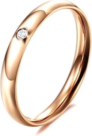 Women’s Exclusive Plated Crystal Studded With Cubic Zircon Ring (Design-8),Rose Gold