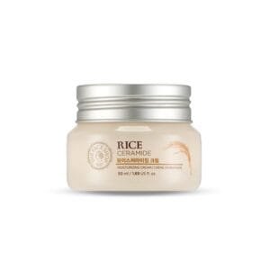 The Face Shop Rice Ceramide Moisturizing Cream – Rice Extract + Rice Bran Oil – Hydrating Targets Dryness, Brightening – Dermatologically Tested – Lightweight Moisturizer Face Cream – Korean Skin Care
