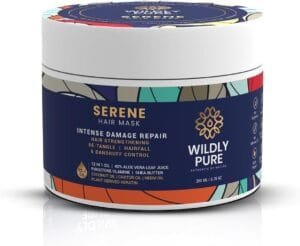 YMPIGOY Wildly Pure Plant Keratin Spa Hair Mask for Dry Frizzy Hair | 40% Aloe SheaButter | Argan Myrrh Olive & 9 More Oils | Toxin 20 Free No Paraben Silicone 200ml [Serene]