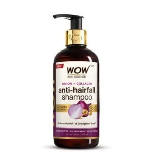 WOW Skin Science Onion & Collagen Anti-Hairfall Shampoo|Reduces Hairfall|Strengthens Roots|Nourishes Scalp|Prevents Breakage|Enhances Hair Thickness and Shine|New & Improved Formulation|300ml