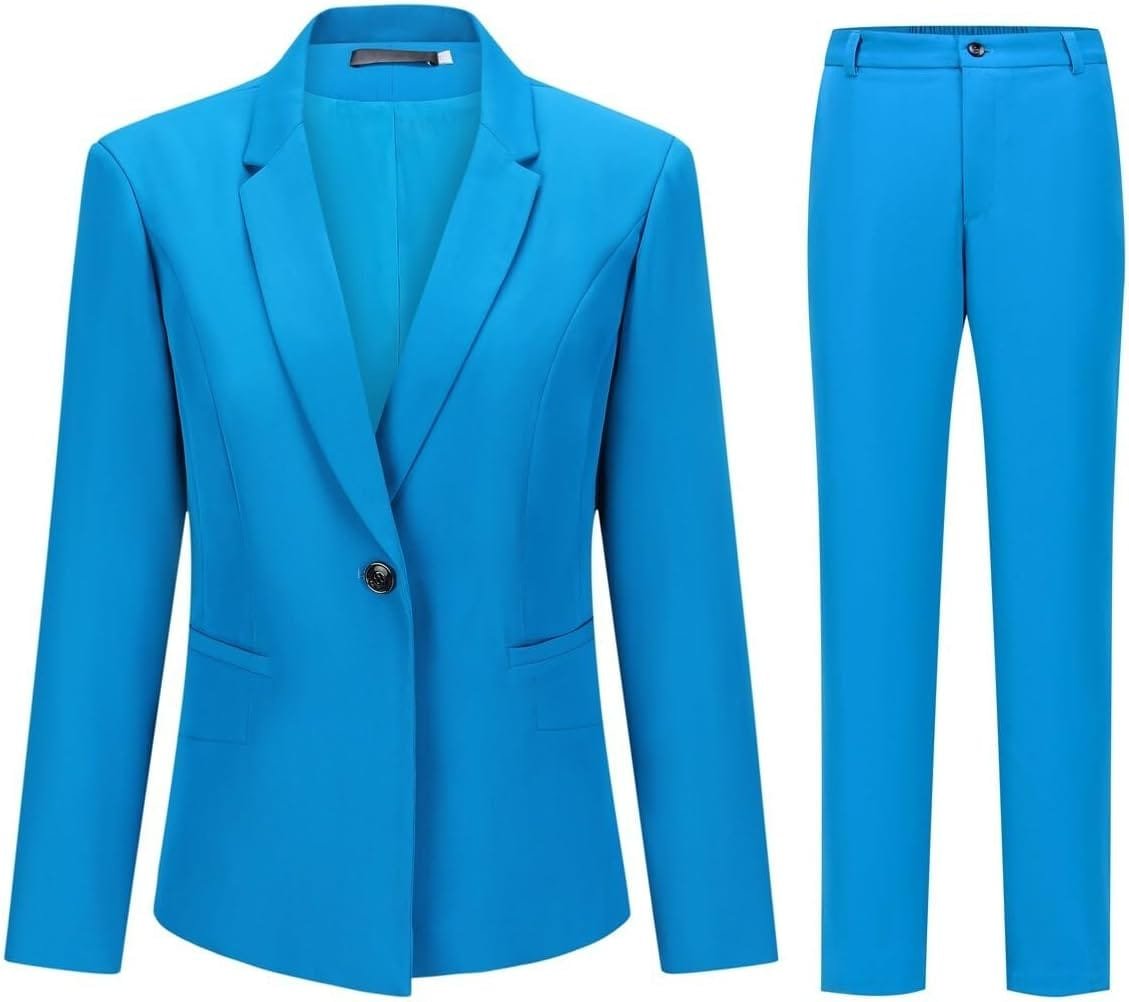 YUNCLOS Women's 2 Piece Office Lady Business Suit Set Slim Fit Blazer Pant