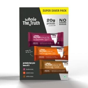 The Whole Truth – High Protein All in One 20g Protein Bar – Pack of 6 x 67g each – No Added Sugar – No Preservatives – No Artificial Flavours – All Natural