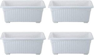 Kraft Seeds Window Planter – Pack of 4 (White, 12.5×6.2 inches or 32×16 cms) | Long Planters for Home, Balcony | Flower Box for Windows | Plastic Vegetable Planters for Patio, Porch, Window Sill