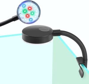 AQUANEAT Clip on Aquarium Light Full Spectrum, Small Aquarium Light for Nano Tank with Multi-Color LEDs