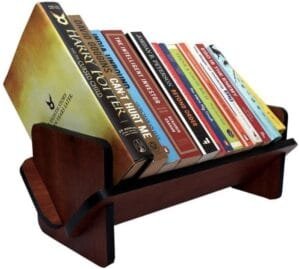 Space Saving Wooden Hand Made Book Holder Mini Book Shelf Rack for Home Table Library Book case Living Room Bookshelf and Office Table Bookcase
