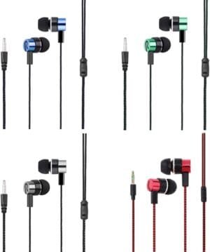 4 Pack Wired Earbuds 3.5MM 3 Pole Stereo Earphone in-Ear Headphone Without MIC 1Meter Braided Cord Headset for MP3 Cassette Recorder CD Player Music Phone Computer Laptop PC Tablet