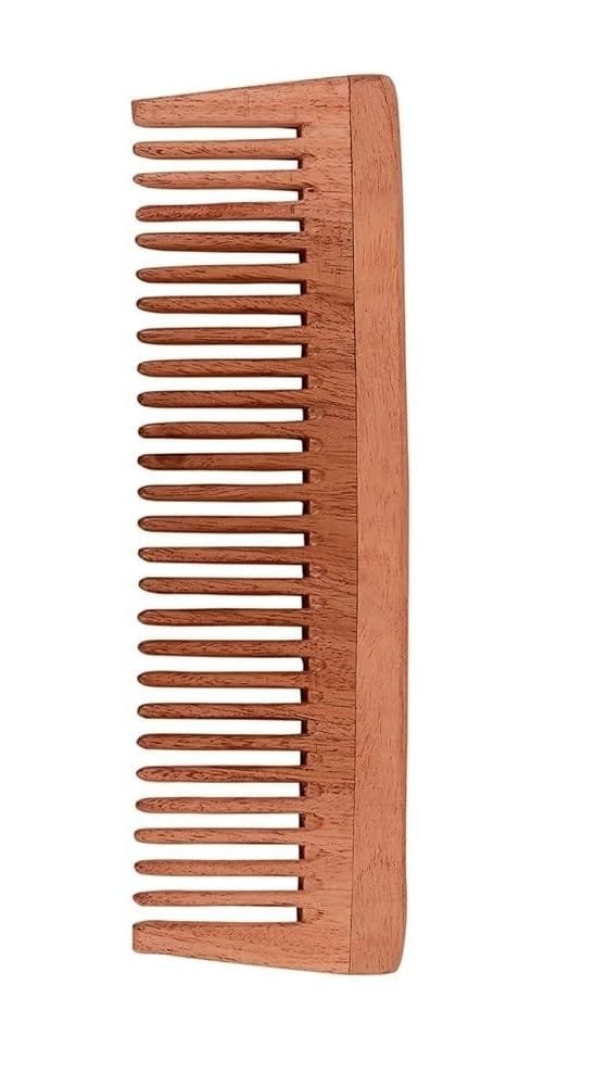 Neem wooden comb for women hair growth | Kacchi herb treated neem wood comb for men women | Wide tooth Hair comb for Men & Women (Pack of 2)