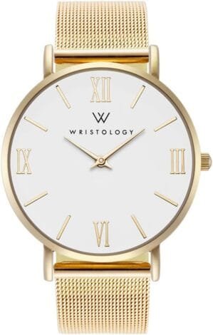 Wristology 29 Options – Maxi Leather Band Roman Numerals Boyfriend Watch – Interchangeable Genuine Leather Strap – Large Easy to Read Analog Face for Women or Men