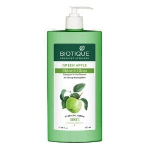 Biotique Green Apple Shine & Gloss Shampoo & Conditioner| Promotes Healthy, Shiny and Glossy Hair | Nourishes Scalp | Makes Hair Soft & Smooth |100% Botanical Extracts| All Skin Types | 650ml