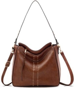 INOVERA Faux Leather Women Handbags Shoulder Hobo Bag Purse With Long Strap (Brown), Brown, L