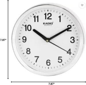 Kadio Analog 20 cm X 20 cm Wall Clock (White, with Glass, Standard)