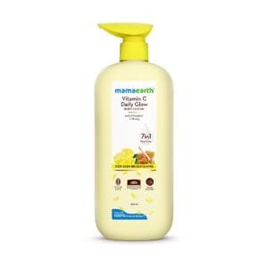 MAMAEARTH Vitamin C Daily Glow Body Lotion with Vitamin C & Honey 400ml | Nourishes Dry Skin | 48 H Moisturization | 100% Natural Butter | Non-Greasy Smooth Skin | All Skin Types