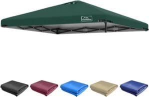 KAMPKEEPER 10×10 Replacement Top Pop Up Canopy Tent Top Cover Roof with Air Vent and Adjustable Elastic Strap, Polyester UV Waterproof for Outdoor Garden Patio Pavilion Sun Shade(Top Only) (Green)