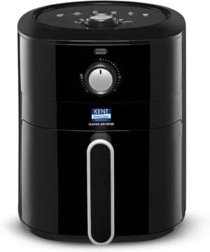 KENT 16096 Classic Hot Air Fryer 4L 1300 W | 80% Less Oil | Instant Electric Air Fryer | Auto Cut Off | Fry, Grill, Roast, Steam, and Bake | 1 Year Warranty | Black
