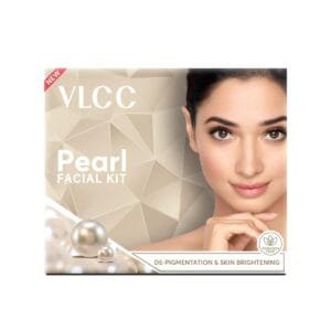 VLCC Natural Pearl Facial Kit – Single Use | Salon Like Facial at Home in Just 6-Steps | Includes Cleanser, Scrub, Cream, Face Pack & Oil Free Gels | 2.12 Oz/60g