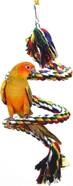 Parrot Bird Toys Natural Colorful Rope Bungee Climbing Ropes Swing Chewing Toys – Lengh 1m