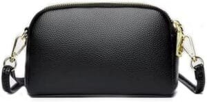 Small Crossbody Purse for Women Fashion Two zipper pocket Handbag with Colored Shoulder Strap