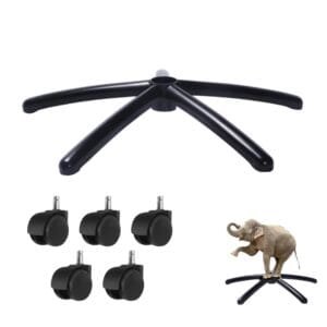 Maktune Heavy Durable Office Chair Metal Base 26″ – Replacement Rolling Stand With Black Wheel, Revolving Leg, Spare Parts, Repair Accessories, Wheelchair Spares For All Chairs