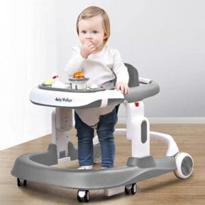 Baby Walker/Multifunction/Anti-o Shaped Leg/Anti-Fall/Music Box/Height Adjustment/Baby/Newborn/girl/boy/6-15months *with SEAT Cushion(Grey)