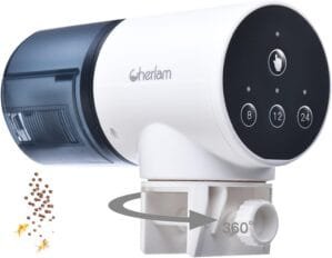 Automatic Fish Feeder Dispenser, 0.05Gal Adjustable Timer for Aquarium Fish & Turtle Tank, Auto Feeding on Vacation, Holidays