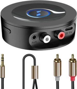 Bluetooth 5.2 Receiver for Home Stereo AUX Adapter for HiFi Music Streaming, Wired Speakers, with Jack 3.5mm/RCA, Long Range,Low Latency and HD Audio