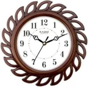 Kadio Analog 24.5 cm X 24.5 cm Wall Clock (Brown, with Glass, Standard)