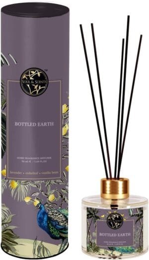 Soul & Scents Bottled Earth Reed Diffuser Set Fragrance of Lavender, Cedarleaf & Vanilla Bean Get 5 Rattan Reed Sticks Smoke Less Room Freshener for Home, Bedroom, Living Room & Office 50 Ml