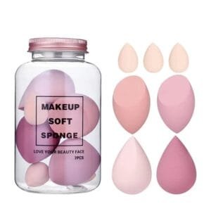 Makeup Sponge Set Beauty Blender with Egg Case, Soft Sponge For Liquid Foundation, Creams, and Powders, Latex Free Wet and Dry Makeup ( 4 Big + 3 Mini-7 Pcs set) (MULTICOLOUR) With Dabba