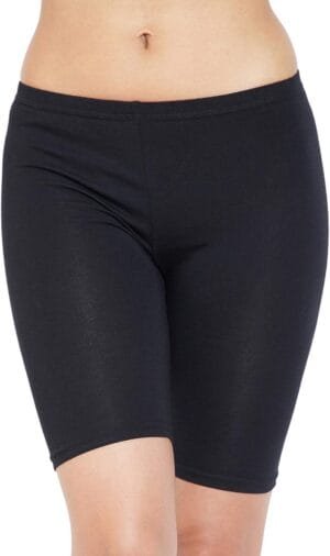 Clovia Women’s Cotton Mid Waist Cycling Shorts with Inner Elastic (PN3352P13_Black_M)