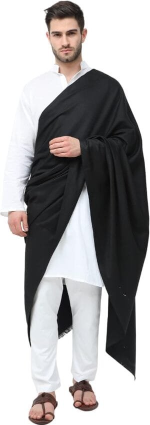 Arvore Bunkaar Plain Woollen Men’s Dhariwal Indian Lohi/Shawl with Kullu Border