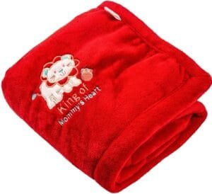 Baby Blankets New Born Double Layer Soft Coral Crib Top Sheet Cum Baby Bath Towel Bed Bedding for Baby Boys and Baby Girls Red