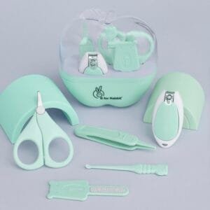 Stylo Aplpe New Born Baby 5 in1 Nail Grooming Kit for Baby Manicure Set with Kids Nail Cutter,Tweezer, Nail Filer, Ear Pick, and Scissors (Green)