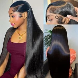 Real Human Hair Wig 13×6 Lace Front Wigs Human Hair 28 Inch Straight Human Hair Wig with Baby Hair 200% Density HD Lace Front Wigs Human Hair Pre Plucked Frontal Glueless Wigs Human Hair