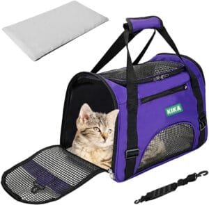 KIKA Pet Carrier for Cat Dog Rabbit Birds, Portable Folding Breathable Pet Carrier Airline Approved, Suitable for Small Dogs, Shihtzu, Puppies, Kittens and Medium-Sized Cats (Indigo Color)