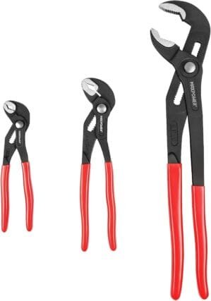 MAXPOWER Water Pump Pliers Set. Plumbing Lock Pliers 3 Pieces Kitbag Set. 7-Inch, 10-Inch and 16-Inch Push Button Quick Adjust Tongue and Groove Pliers Set
