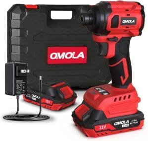 Impact Driver，2500 In-lbs，1/4″ Hex Chuck，High Torque 3200 RPM,Impact Drill With A 15C 21V 2.0Ah Li-Ion Battery,Fast Charger，Brushless Motor，Suitable for Domestic And Construction Site Work